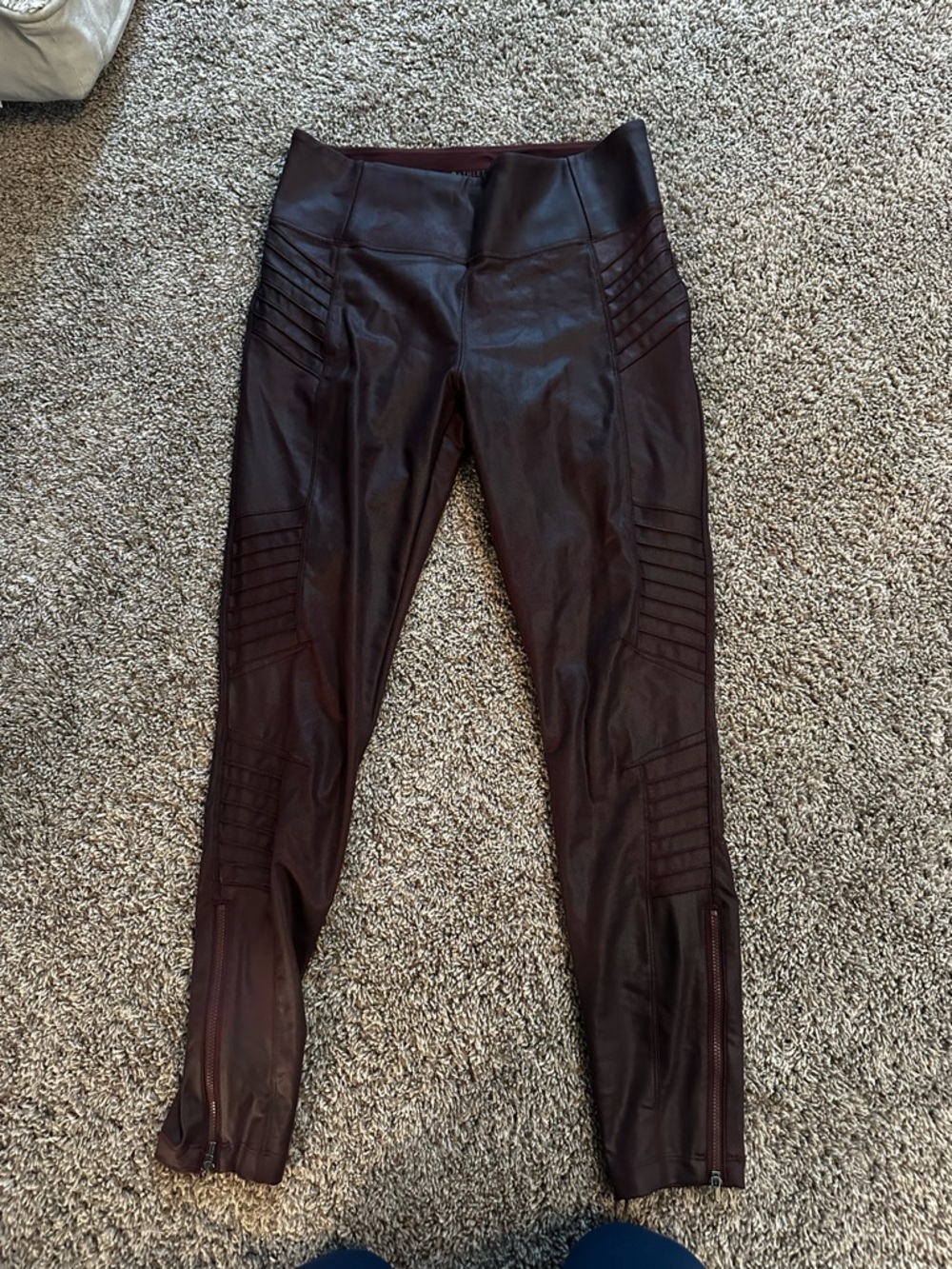Athleta Delancey Gleam Moto Tight in Burgundy